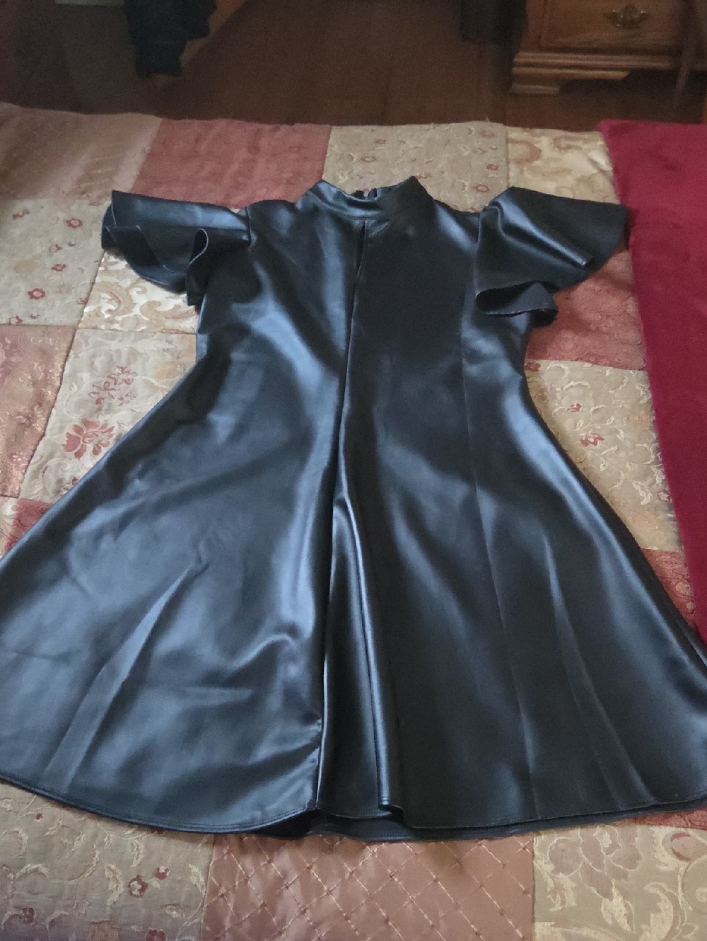 Ashley Stewart Black Faux Leather Dress